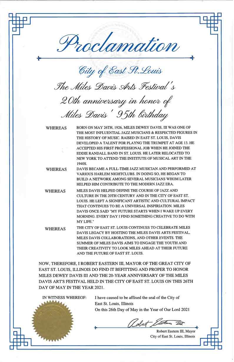 Mayor Robert Eastern's Proclamation